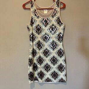 Esley Black and White Sequin Mini Dress